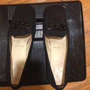 Prada black fabric loafers with block heel